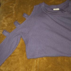 Purple cold shoulder Top